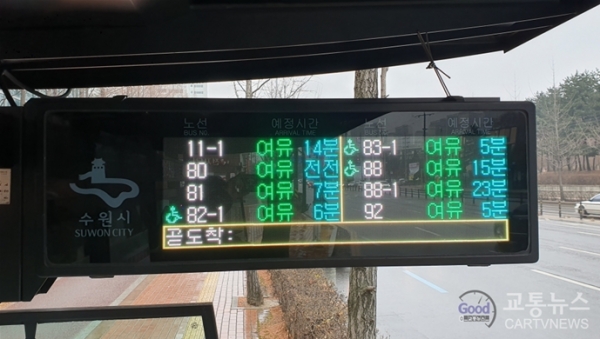수원 중형 시내버스 승객 20명 이하 ‘여유’ 35명 ‘보통’ 정보표시