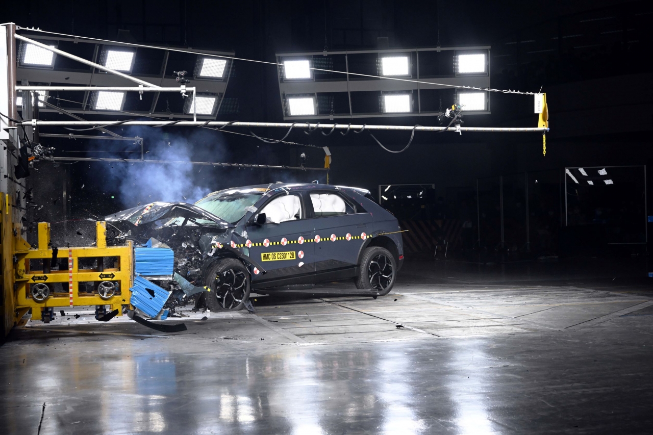 최근 현대차가 기자들을 초청해 아이오닉5 충돌테스트 장면을 공개했다. 사진=현대자동차